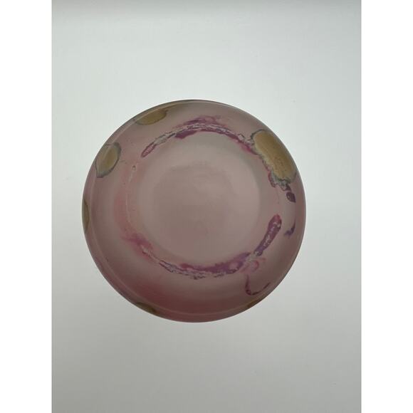 VTG Ilanit Hand Painted Glass Vase 1950's Israel Purple Watermark Spots Design - Picture 4 of 5